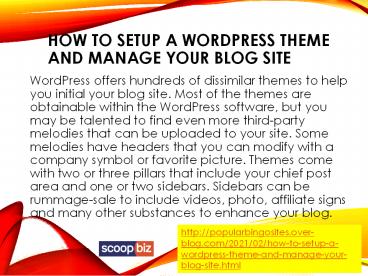 HOW TO SETUP A WORDPRESS THEME AND MANAGE YOUR BLOG SITE