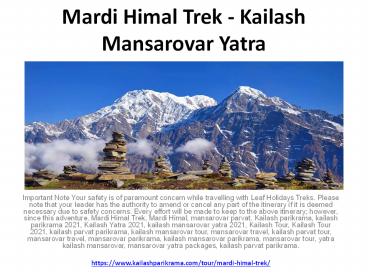 Mardi Himal Trek - Kailash Mansarovar Yatra
