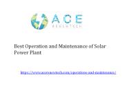 Best Operation and Maintenance of Solar power plant