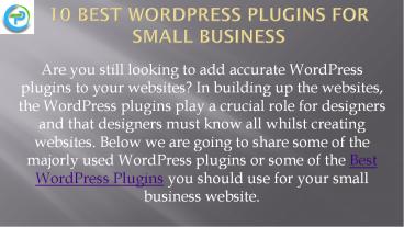 10 Best WordPress Plugins for Small Business