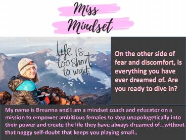 Life Coaching in Perth | Motivational Speaker Female in Perth | Miss Mindset