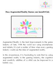 How Augmented Reality Games can benefit Kids?