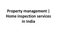 Property management | Home inspection services in India