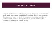 Know About Lumpsum Calculator