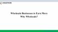 Wholesale Businesses to Earn More Why Wholesale? PowerPoint PPT Presentation