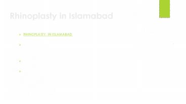 Rhinoplasty in Islamabad