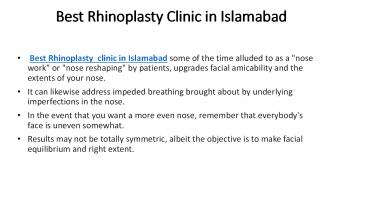 Best Rhinoplasty Clinic in Islamabad