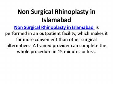 Non Surgical Rhinoplasty in Islamabad