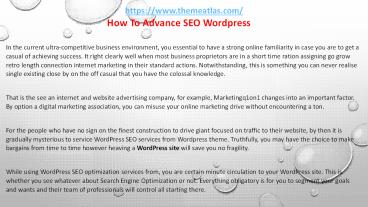 How To Advance SEO Wordpress
