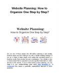 Website Planning: How to Organize One Step by Step? PowerPoint PPT Presentation