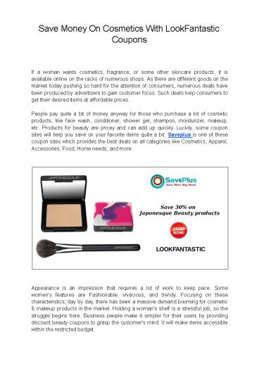Save Money On Cosmetics With LookFantastic Coupons