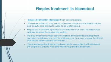 Pimples Treatment  in Islamabad