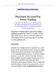 Merchant Account For Forex Trading