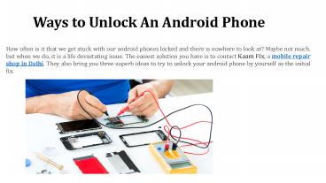 Ways to Unlock An Android Phone | Kaam Fix