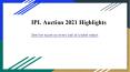 IPL Auction 2021 Highlights PowerPoint PPT Presentation