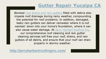 Gutter Repair Yucaipa CA
