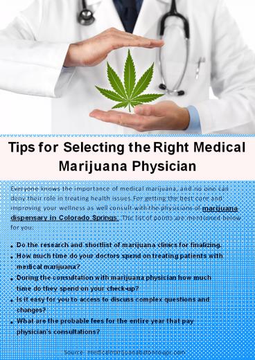 Tips for Selecting the Right Medical Marijuana Physician