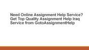 Assignment Help Iraq Service from GotoAssignmentHelp