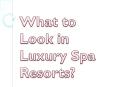 What to Look in Luxury Spa Resorts? PowerPoint PPT Presentation