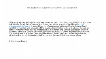 The Big Benefits of School Management Software SkuGal