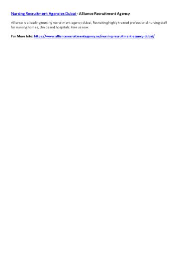 Nursing Recruitment Agencies Dubai - Alliance Recruitment Agency