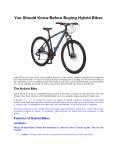You Should Know Before Buying Hybrid Bikes