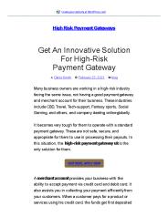 Get An Innovative Solution For High-Risk Payment Gateway