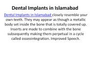 Dental implants Cost in Islamabad