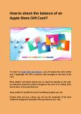 How to check the balance of an Apple Store Gift Card? PowerPoint PPT Presentation