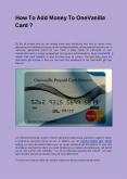 How To Add Money To OneVanilla Card ? PowerPoint PPT Presentation