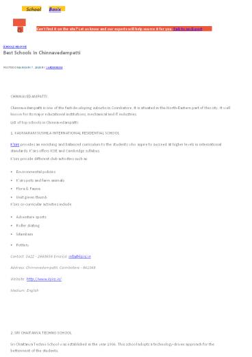 Best Schools In Chinnavedampatti