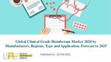 Global Clinical Grade Disinfectant Market 2020 by Manufacturers, Regions, Type and Application, Forecast to 2025
