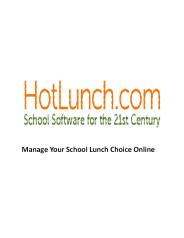 Manage Your School Lunch Choice Online