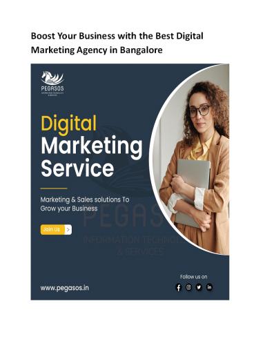 Boost Your Business with the Best Digital Marketing Agency in Bangalore