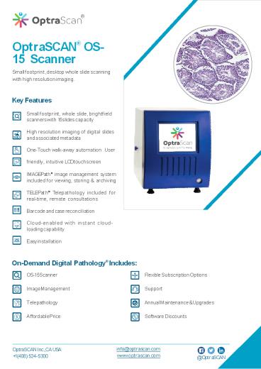 OS-15 Histopathology Brightfield Slide Scanner
