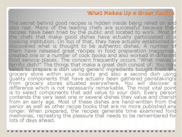 What Makes Up a Great Recipe