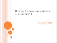 How to rename the printer in windows 10