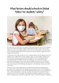 What factors should schools in Dubai follow for students? PowerPoint PPT Presentation