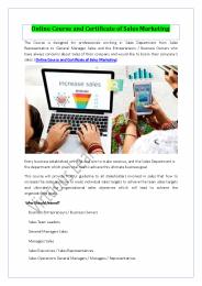 Online Course and Certificate of Sales Marketing