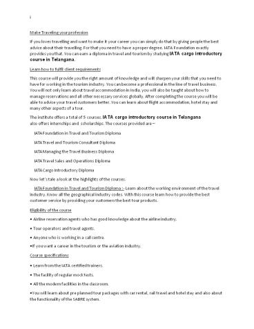 Air ticketing course in Andhrapradesh