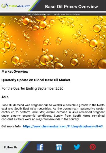 Base Oil Prices, News, Database, Trend | ChemAnalyst