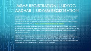 MSME Registration | Udyog Aadhar | Udyam Registration