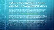 MSME Registration | Udyog Aadhar | Udyam Registration