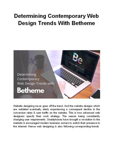 Determining Contemporary Web Design Trends With Betheme