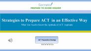 Smart Strategy for ACT Preparation: Case Study