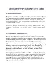 Best Occupational Therapy Centers in Hyderabad