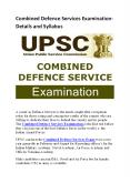 Combined Defence Services Examination- Details and Syllabus PowerPoint PPT Presentation