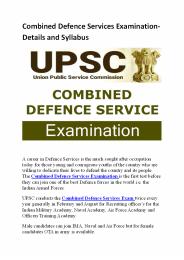Combined Defence Services Examination- Details and Syllabus