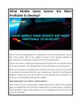 What Mobile Game Genres Are More Profitable To Develop? PowerPoint PPT Presentation