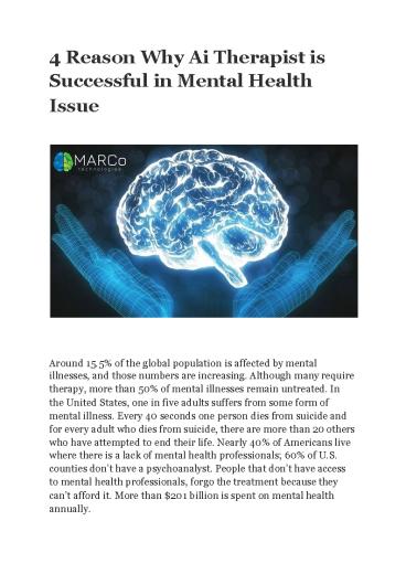 4 Reason Why AI Therapist is Successful in Mental Health Issue